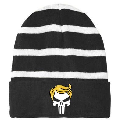 Trump Skull Striped Beanie with Solid Band