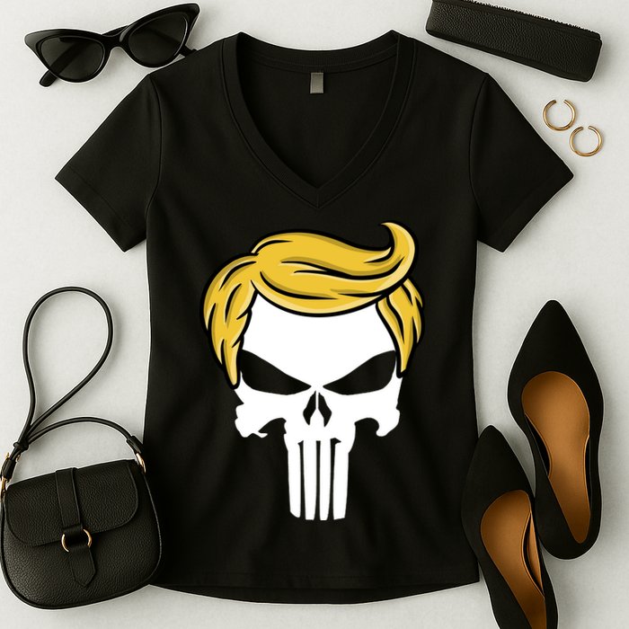 Trump Skull Women's V-Neck T-Shirt