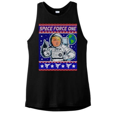 Trump Space Force One Ugly Christmas Ladies PosiCharge Tri-Blend Wicking Tank