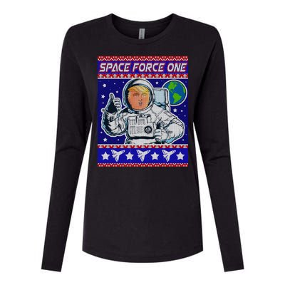 Trump Space Force One Ugly Christmas Womens Cotton Relaxed Long Sleeve T-Shirt