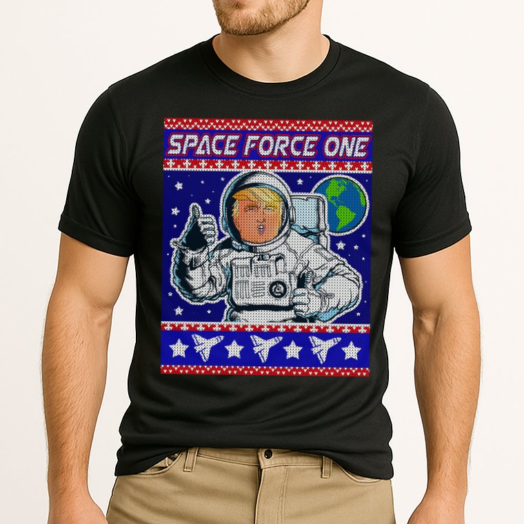 Trump Space Force One Ugly Christmas Cooling Performance Crew T-Shirt