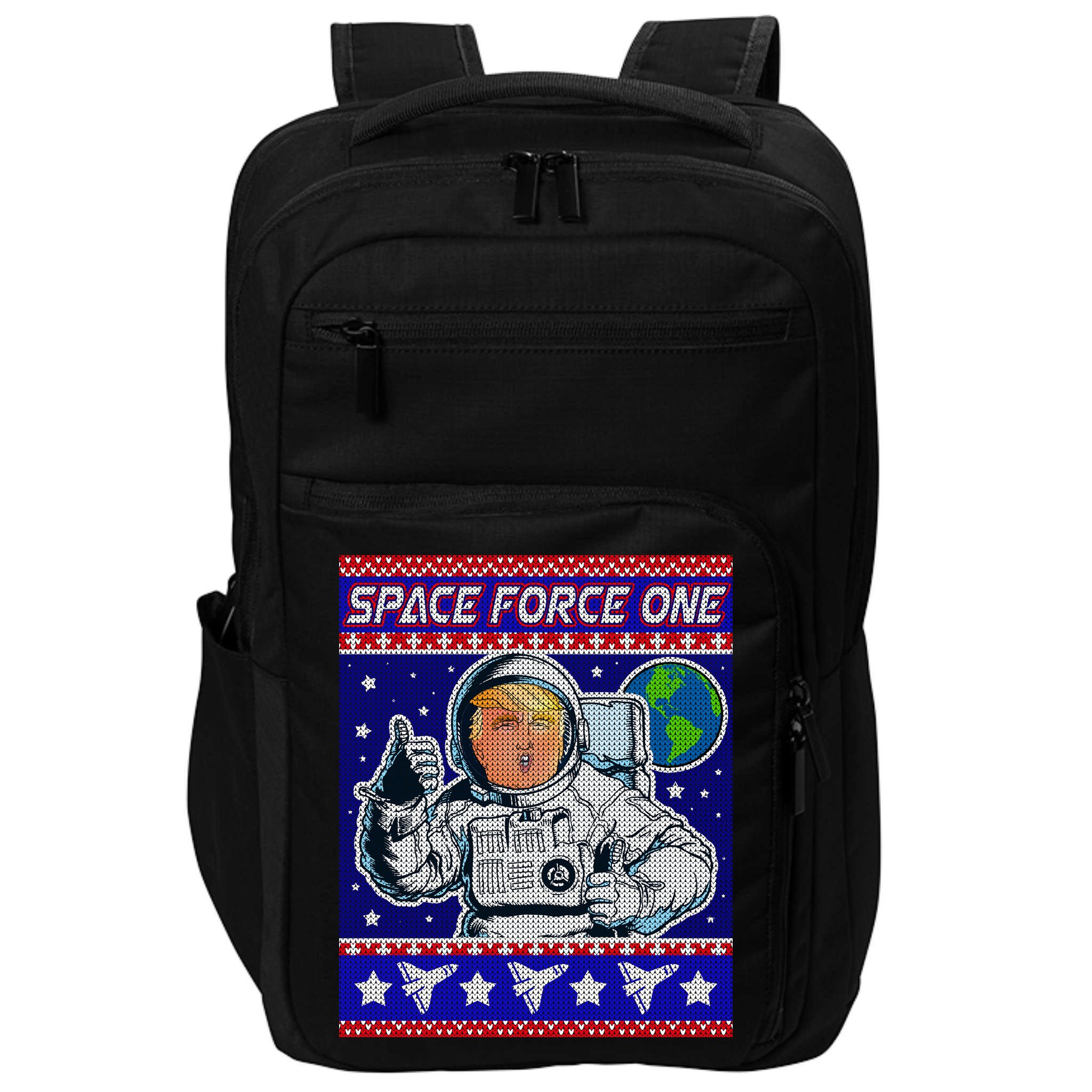 Trump Space Force One Ugly Christmas Impact Tech Backpack