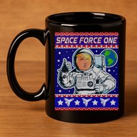 Trump Space Force One Ugly Christmas 11oz C Handle Ceramic Mug