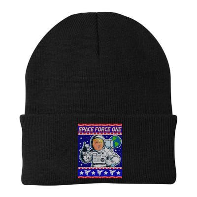 Trump Space Force One Ugly Christmas Beanie
