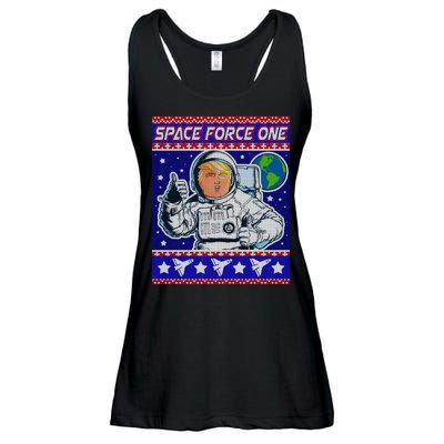 Trump Space Force One Ugly Christmas Ladies Essential Flowy Tank