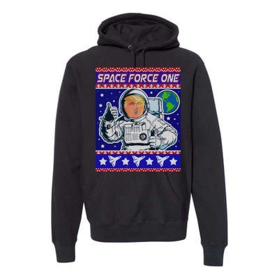 Trump Space Force One Ugly Christmas Premium Hoodie