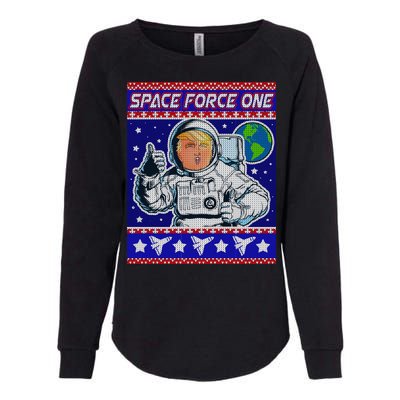 Trump Space Force One Ugly Christmas Womens California Wash Sweatshirt