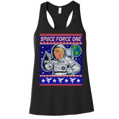 Trump Space Force One Ugly Christmas Women's Racerback Tank