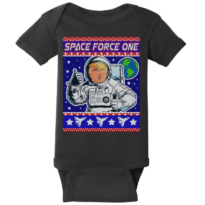 Trump Space Force One Ugly Christmas Baby Bodysuit