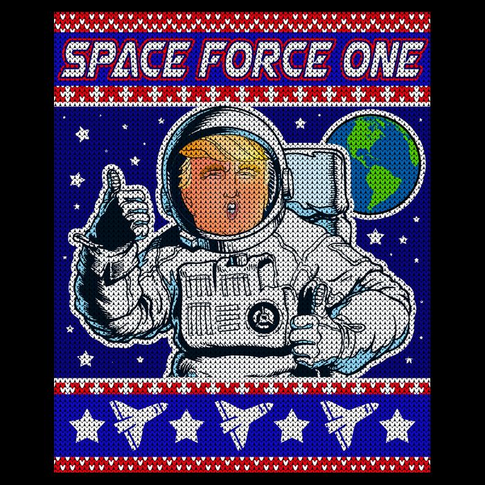 Trump Space Force One Ugly Christmas Baby Bodysuit