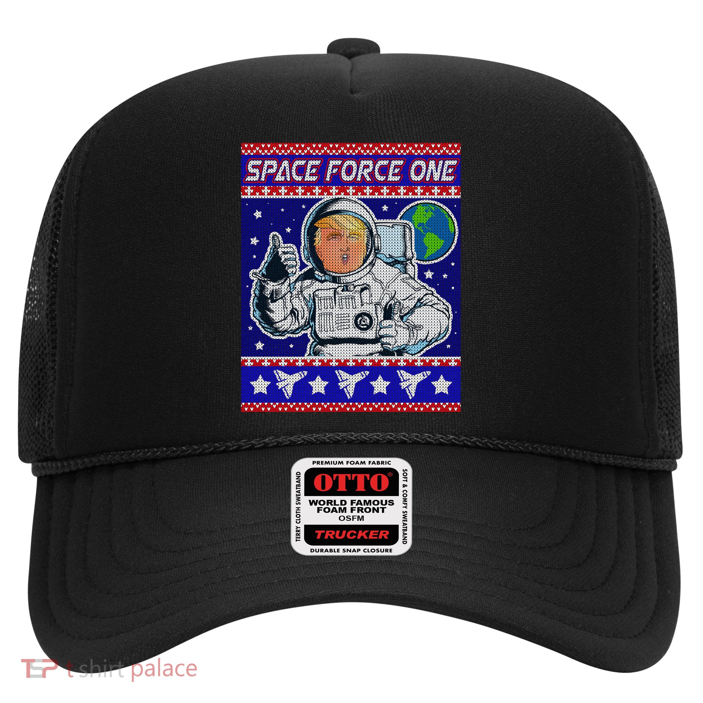 Trump Space Force One Ugly Christmas Trucker Hat