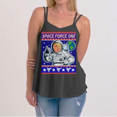 Trump Space Force One Ugly Christmas Women's Strappy Tank