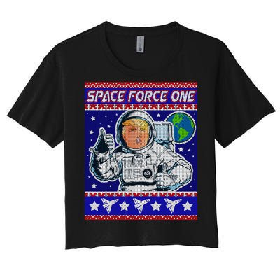 Trump Space Force One Ugly Christmas Women's Crop Top Tee