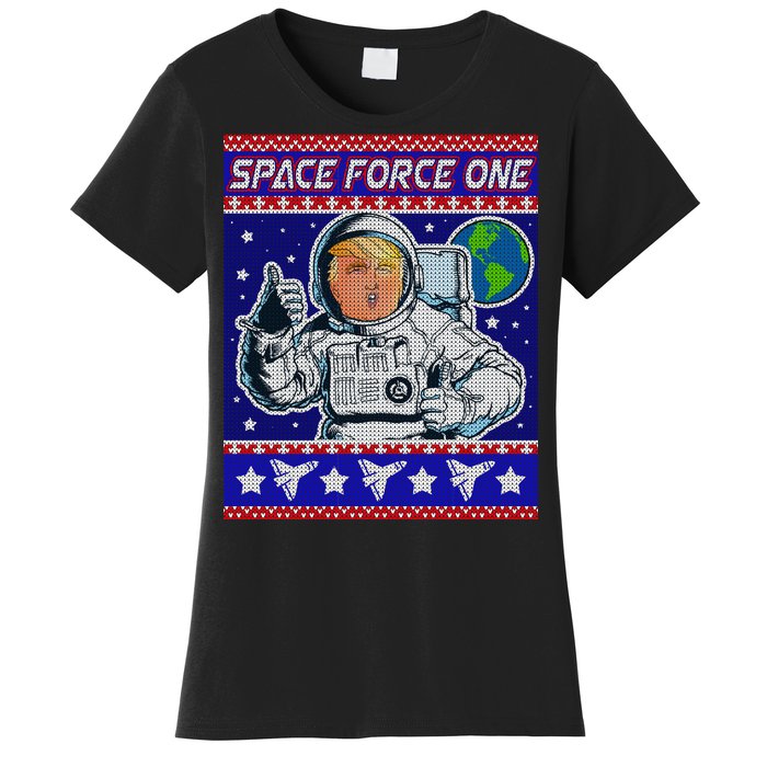 Trump Space Force One Ugly Christmas Women's T-Shirt