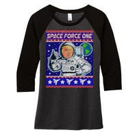 Trump Space Force One Ugly Christmas Women's Tri-Blend 3/4-Sleeve Raglan Shirt