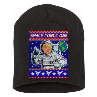 Trump Space Force One Ugly Christmas Short Acrylic Beanie