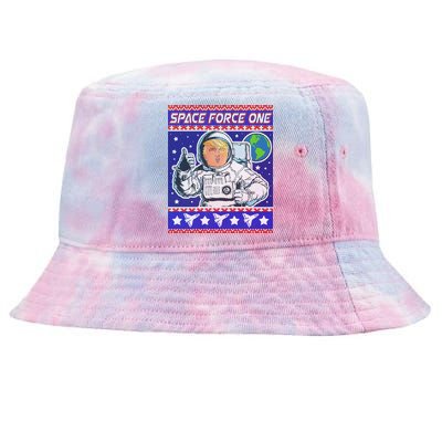 Trump Space Force One Ugly Christmas Tie-Dyed Bucket Hat