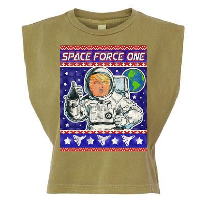 Trump Space Force One Ugly Christmas Garment-Dyed Women's Muscle Tee