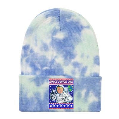 Trump Space Force One Ugly Christmas Tie Dye 12in Knit Beanie