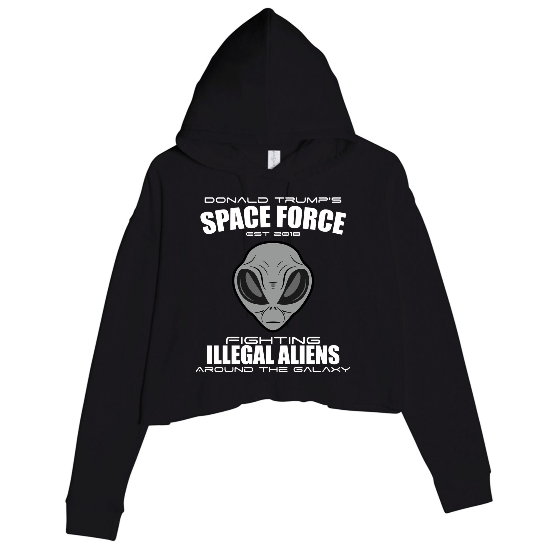 Trump Space Force Team Fight Illegal Aliens Crop Fleece Hoodie