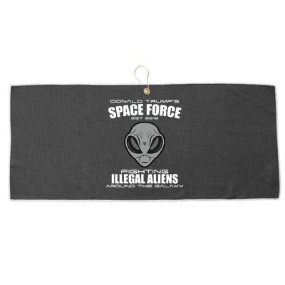 Trump Space Force Team Fight Illegal Aliens Large Microfiber Waffle Golf Towel