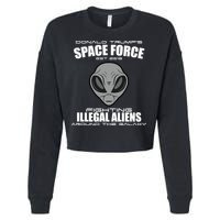 Trump Space Force Team Fight Illegal Aliens Cropped Pullover Crew