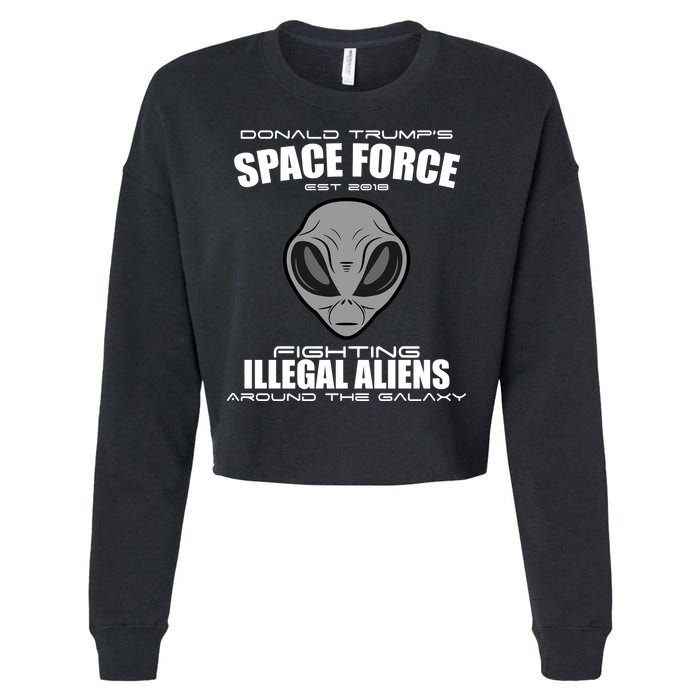 Trump Space Force Team Fight Illegal Aliens Cropped Pullover Crew