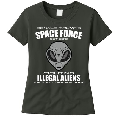 Trump Space Force Team Fight Illegal Aliens Womens T-Shirt