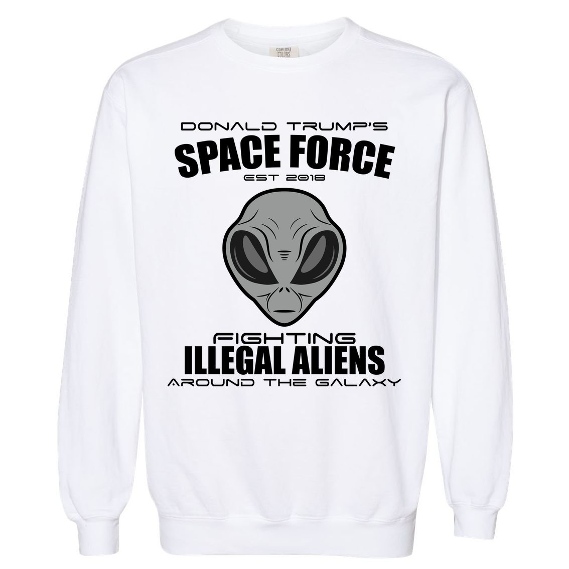 Trump Space Force Team Fight Illegal Aliens Garment-Dyed Sweatshirt