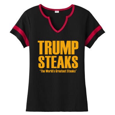 Trump Steaks President Donald Political Election Funny Humor Ladies Halftime Notch Neck Tee