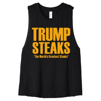 Trump Steaks President Donald Political Election Funny Humor Women's Racerback Cropped Tank