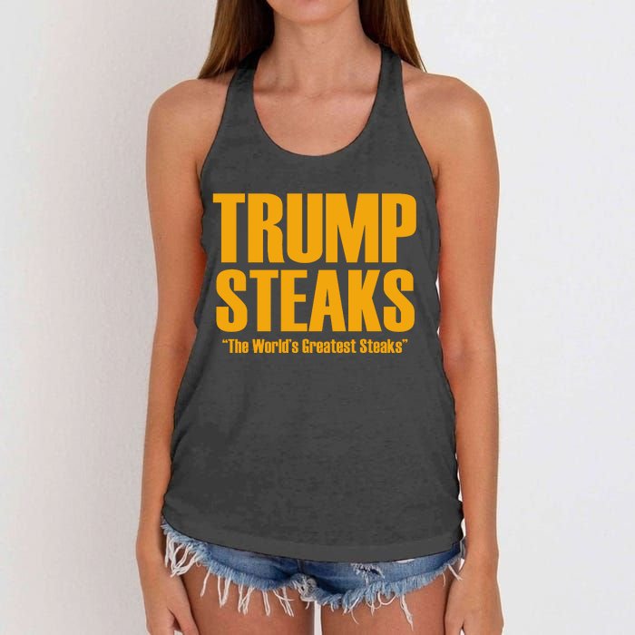 Trump Steaks President Donald Political Election Funny Humor Women's Knotted Racerback Tank