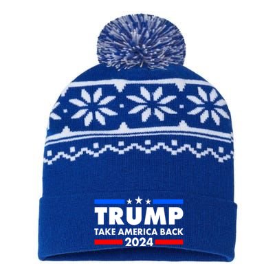 Trump Take America Back 2024 Election Logo USA-Made Snowflake Beanie