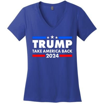 Trump Take America Back 2024 Election Logo Women's V-Neck T-Shirt