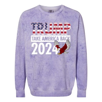 Trump Take America Back 2024 USA Flag Eagle Colorblast Crewneck Sweatshirt