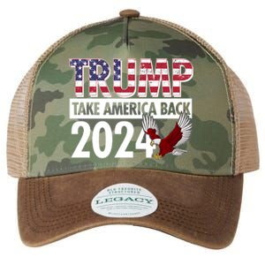 Trump Take America Back 2024 USA Flag Eagle Legacy Tie Dye Trucker Hat