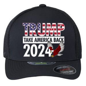 Trump Take America Back 2024 USA Flag Eagle Flexfit Unipanel Trucker Cap