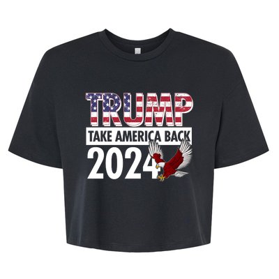 Trump Take America Back 2024 USA Flag Eagle Bella+Canvas Jersey Crop Tee