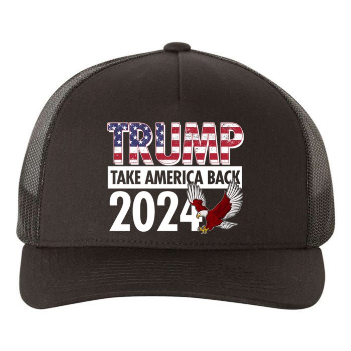 Trump Take America Back 2024 USA Flag Eagle Yupoong Adult 5-Panel Trucker Hat