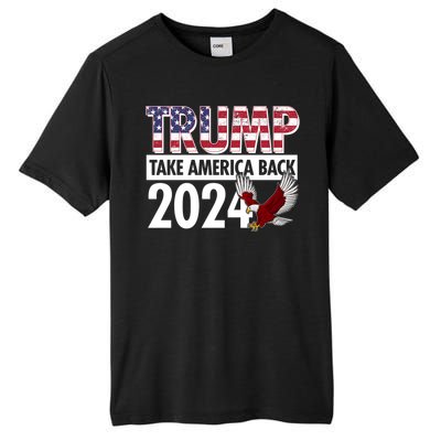 Trump Take America Back 2024 USA Flag Eagle Tall Fusion ChromaSoft Performance T-Shirt