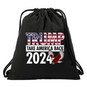 Trump Take America Back 2024 USA Flag Eagle Drawstring Bag