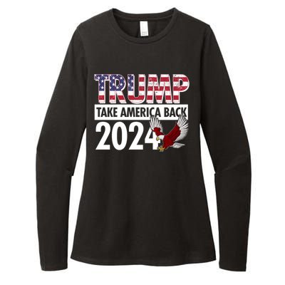 Trump Take America Back 2024 USA Flag Eagle Womens CVC Long Sleeve Shirt