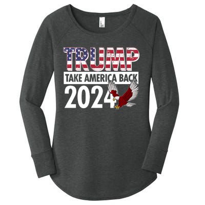 Trump Take America Back 2024 USA Flag Eagle Women's Perfect Tri Tunic Long Sleeve Shirt