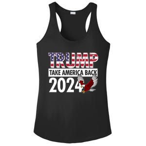 Trump Take America Back 2024 USA Flag Eagle Ladies PosiCharge Competitor Racerback Tank