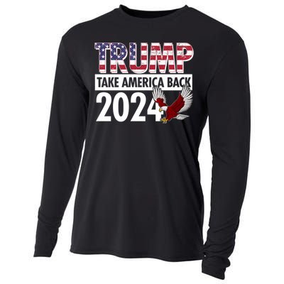 Trump Take America Back 2024 USA Flag Eagle Cooling Performance Long Sleeve Crew