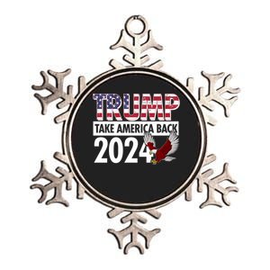 Trump Take America Back 2024 USA Flag Eagle Metallic Star Ornament