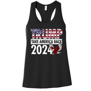 Trump Take America Back 2024 USA Flag Eagle Women's Racerback Tank