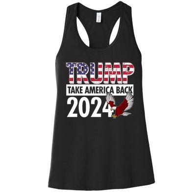 Trump Take America Back 2024 USA Flag Eagle Women's Racerback Tank