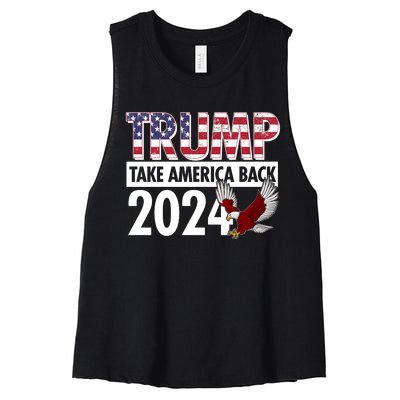 Trump Take America Back 2024 USA Flag Eagle Women's Racerback Cropped Tank