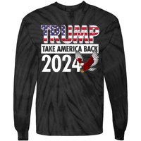 Trump Take America Back 2024 USA Flag Eagle Tie-Dye Long Sleeve Shirt